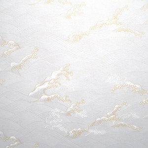 NEW Japanese Paper Yuzen Konami Ocean Waves. Gold and White an Light Grey. Chiyogami image 1