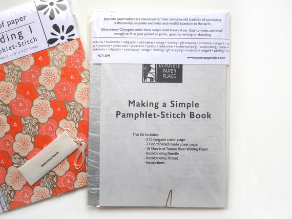 NEW bookbinding Starter-kit, Material and Tool for 2 Simple Pamphlet-stitch  Booklets 5.5 X 4.25incl. Instructions 