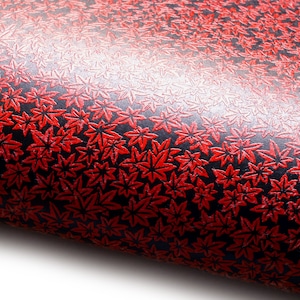 Papier japonais laqué "Momiji - Feuilles rouges". Yuzen