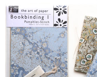 NUOVO! Set per principianti "Rilegatura", materiale e strumenti per 2 diversi libretti (11 x 14 cm) con istruzioni incluse