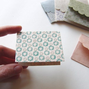 Mini Greeting Cards "Tiny Blossoms" with Envelopes, Pack of 4, Pack of 12 and Box of 24, Lokta Paper, Silk Screen Printed. 6.5 x 5.2cm image 3