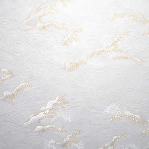 NEW Japanese Paper Yuzen Konami Ocean Waves. Gold and White an Light Grey. Chiyogami image 2