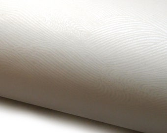 Japanese Pearlized Paper "Konami (Waves) Ivory." Metallic print overlaid on a solid-colour background. 21" x 31"