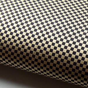 Japanpapier Chiyogami "Ichimatsu - Goldene und schwarze Karos."