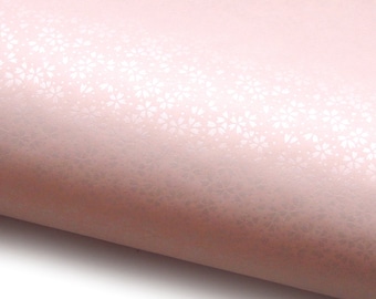 Japanese Pearlized Paper "Sakura (Cherry Blossoms) Light Pink." Metallic print overlaid on a solid-colour background.