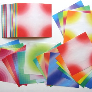 Origami Paper Pack Bokashi Harmony Box, 25 patterns, 200 sheets, 15 x 15cm, colour on one side image 2