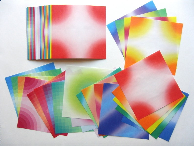 Origami Paper Pack Bokashi Harmony Box, 25 patterns, 200 sheets, 15 x 15cm, colour on one side image 2