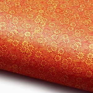 Lokta-papier "Kleine bloemen". Oranje/Rood. Handgemaakt Nepalees papier, bedrukt.