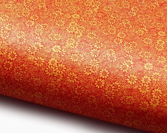 Lokta Paper "Tiny Blossoms". Orange/Red. Handmade Nepalese Paper. Silk Screen Printed.