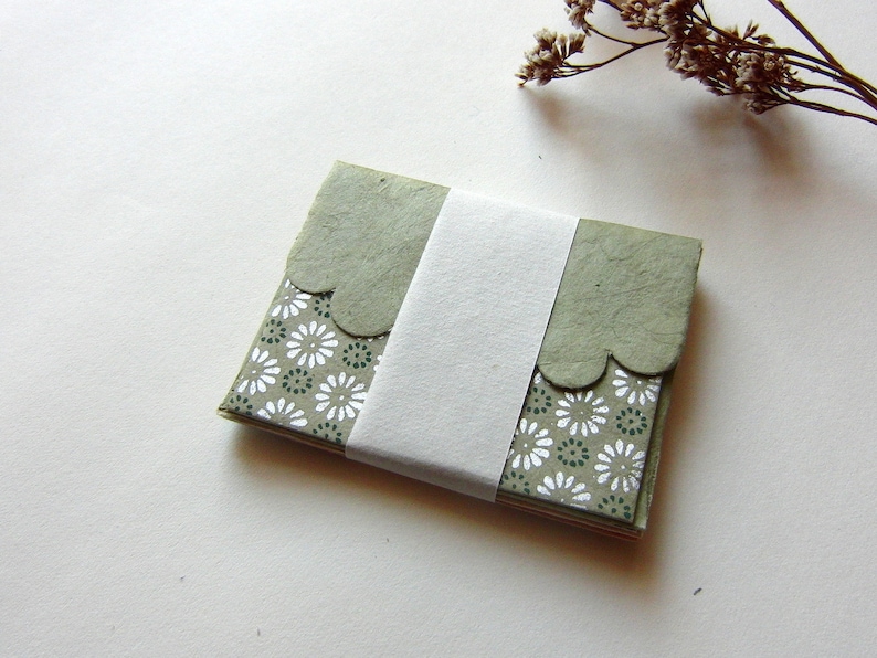 Mini Greeting Cards "Tiny Blossoms" with Envelopes, Pack of 4, Pack of 12 and Box of 24, Lokta Paper, Silk Screen Printed. 6.5 x 5.2cm image 7