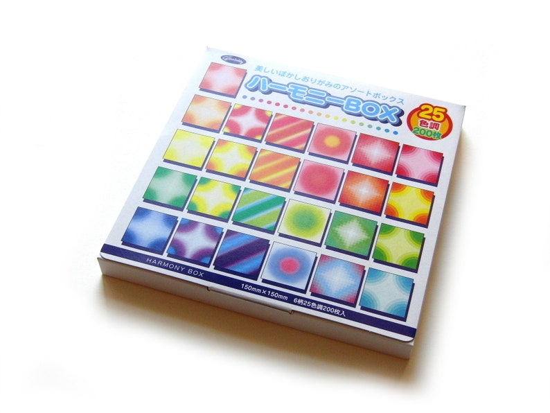 Origami Paper Pack Bokashi Harmony Box, 25 patterns, 200 sheets, 15 x 15cm, colour on one side image 10