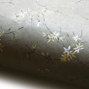 Lokta paper "Jasmine". Pearl gray/gold/silver/black. Handmade Nepal paper, printed.