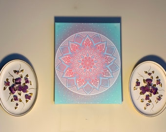 Pastel Dream Mandala Canvas Wall Art Signed| Wall Decor| Meditative Art| Mandalas| Gift for Him/Her| Art Print 8 x 10| Boho Decor|