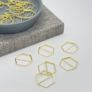 Gold Hexagon Paper Clips