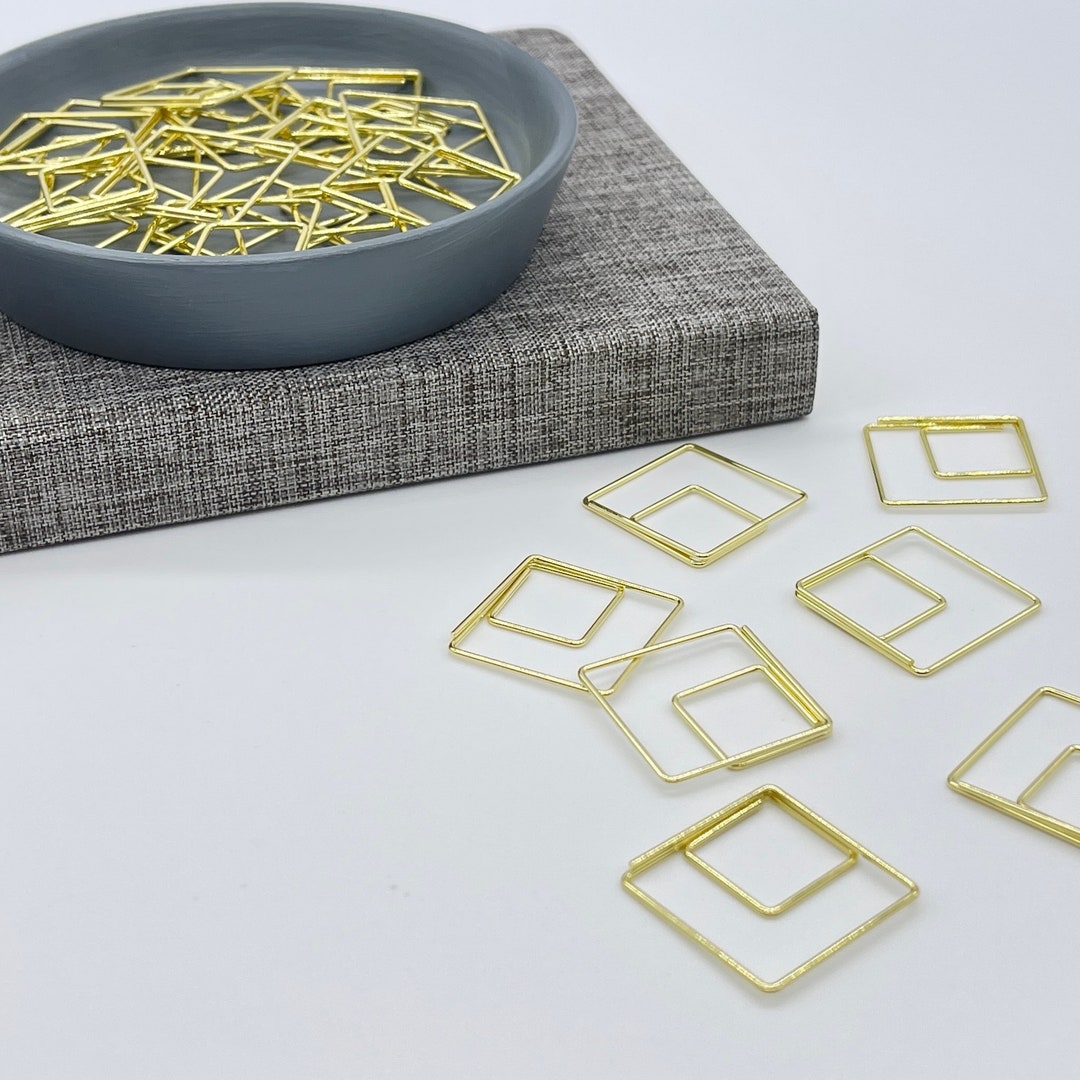 Square Paper Clips Gold Etsy