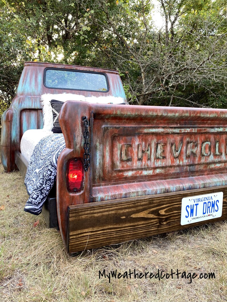 SOLD Repurposed Queen Size Bed Rustic Chevy Truck Bed Etsy