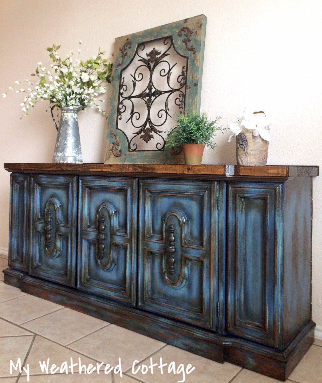 Custom Farmhouse Industrial Side Cabinet BuffetMedia Console