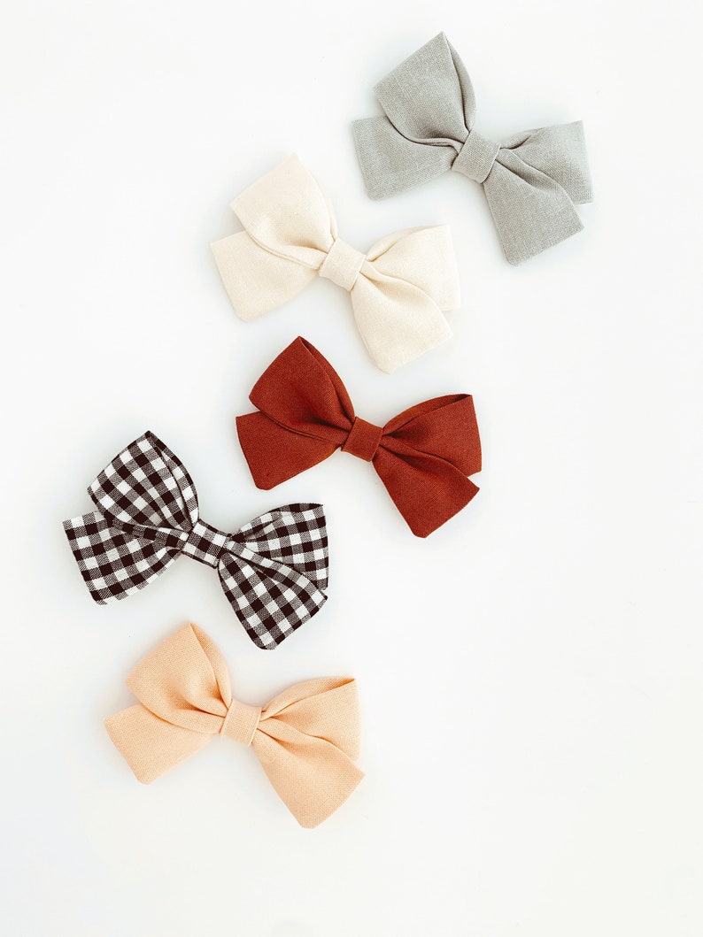 Baby Fall Headbands Nylon Headband Little Girl Bows BW Gingham Set Baby Headbands Cotton Bows Fabric Bows Petite Sailor Baby Bows