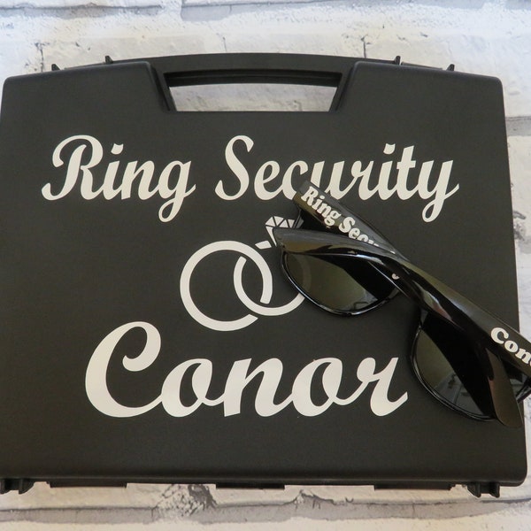 Ring Security box, Ring Security zonnebril, Page boy cadeau, ringdrager cadeau, Speciaal cadeau