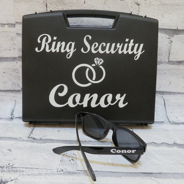 Ring Security Box with FREE sunglasses, Ring holder inside, ring bearer gift,  page boy gift, special agent gift, wedding idea