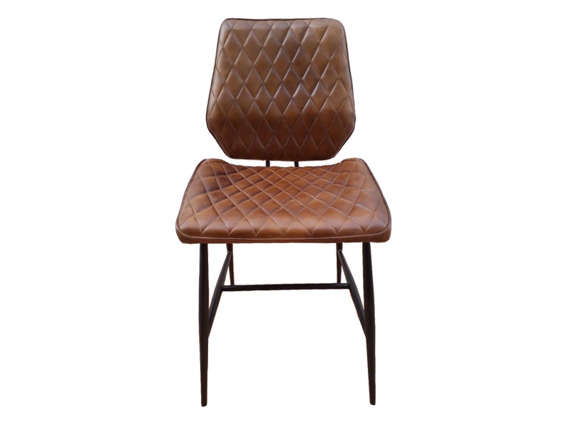 Quilted Leather Dining Chair Brown Restaurant Office Or Desk Image 0 1