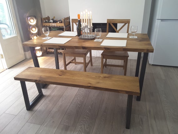 Industrial Dining Table And Bench Bespoke Office Table Etsy
