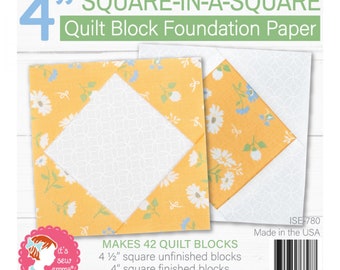 4 inch  Square in a Square Quilt Block Foundation Paper by It’s Sew Emma