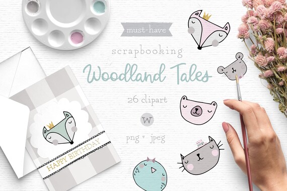Digital Woodland Clipart For Baby Shower And Kids Birthday Etsy