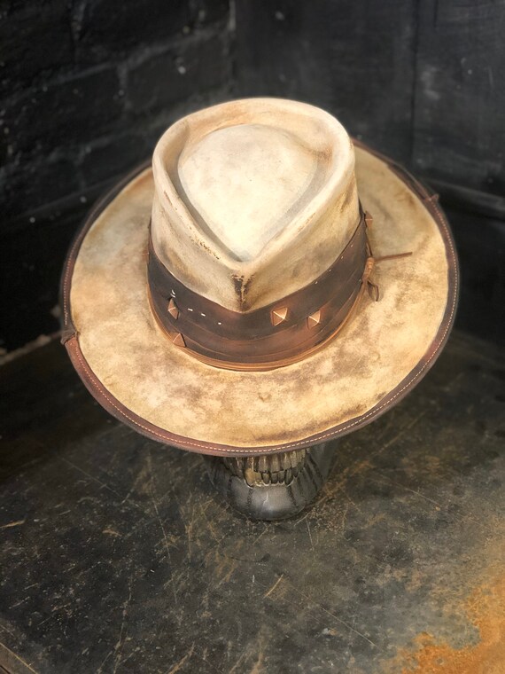 Leather Vintage Rare Custom Beaver Felt Hat “filthy Fucker  display picture 3