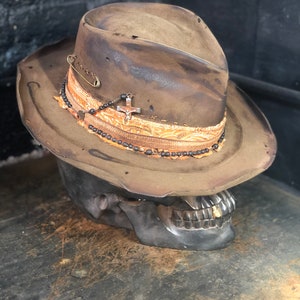 Vintage Rare Custom Cowboy Hat , “Sunday I’ll skip the mass”