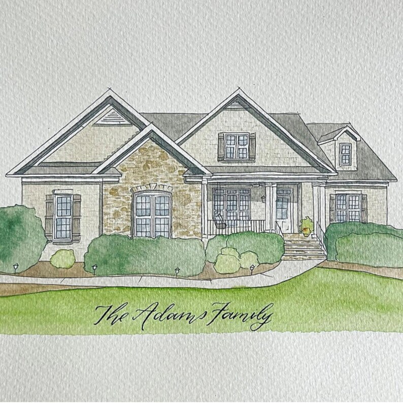 Hand Painted Watercolor House Portrait Etsy
