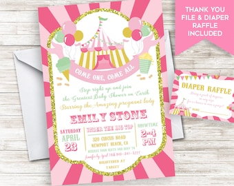 circus birthday invitation invite girls boys kids carnival etsy