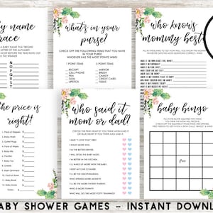 Taco Bout a Baby Shower Games Bundle Instant Download Set Watercolor Fiesta Cactus