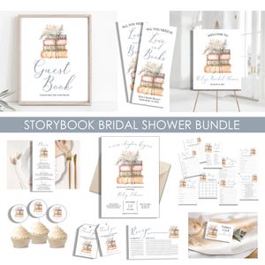 Storybook Bridal Shower Template Bundle Book Themed Bridal Shower Editable A New Chapter Begins Bridal Shower Set