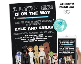 Editable Star Wars Baby Shower Little Jedi Sprinkle INSTANT DOWNLOAD 5x7 Text Sprinkle