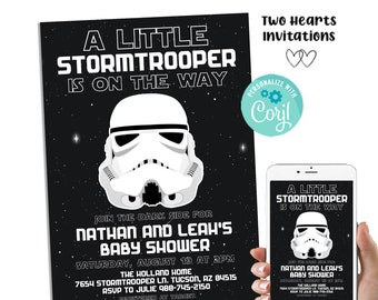 Editable Stormtrooper Baby Shower Invitation Invite Star Wars Digital Invite Sprinkle Instant Download 5x7