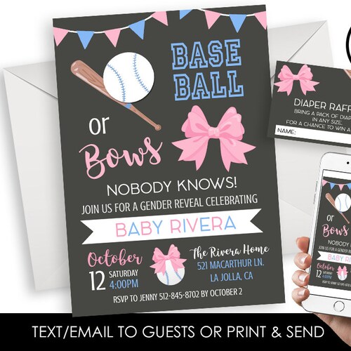 Baseballs or Bows Gender Reveal Cookies Etsy