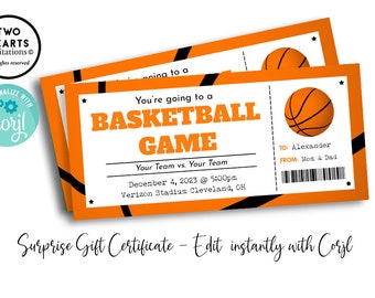 Basketball Game Ticket Gift - Etsy