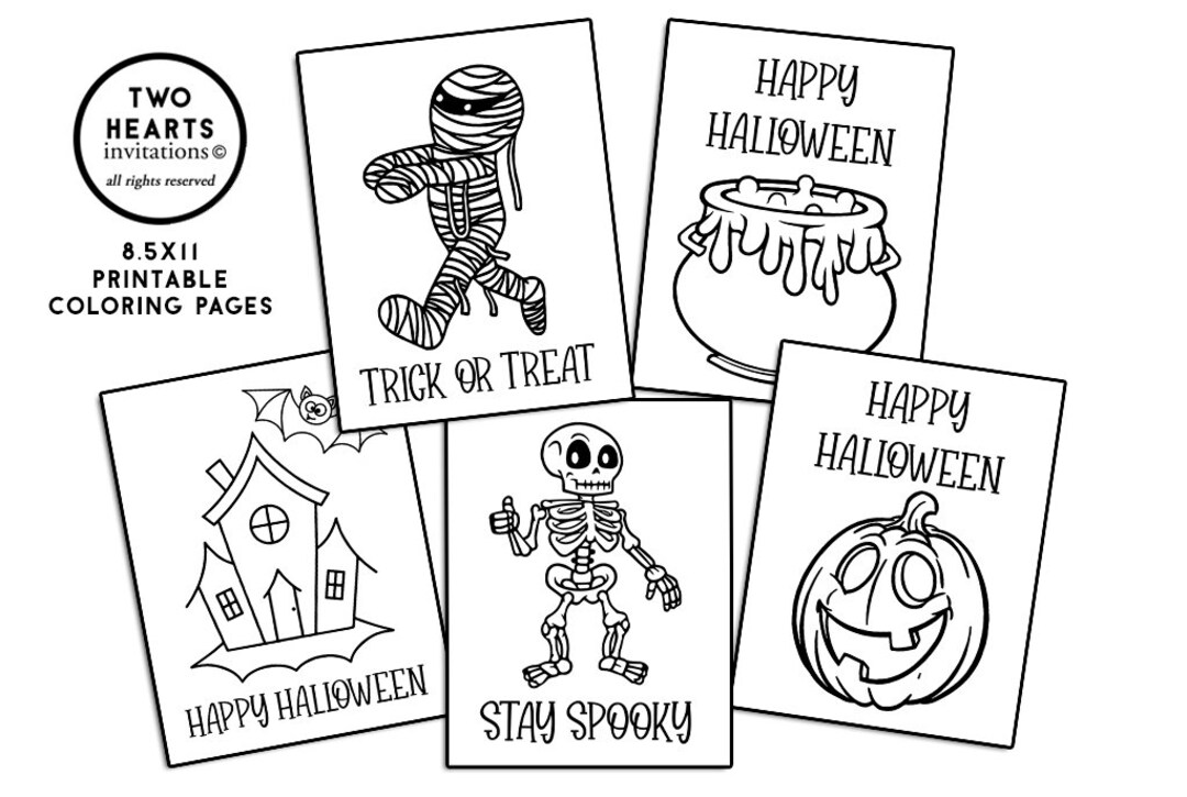 Printable Halloween Coloring Pages Digital Page Activity Sheet 8.5x11 ...