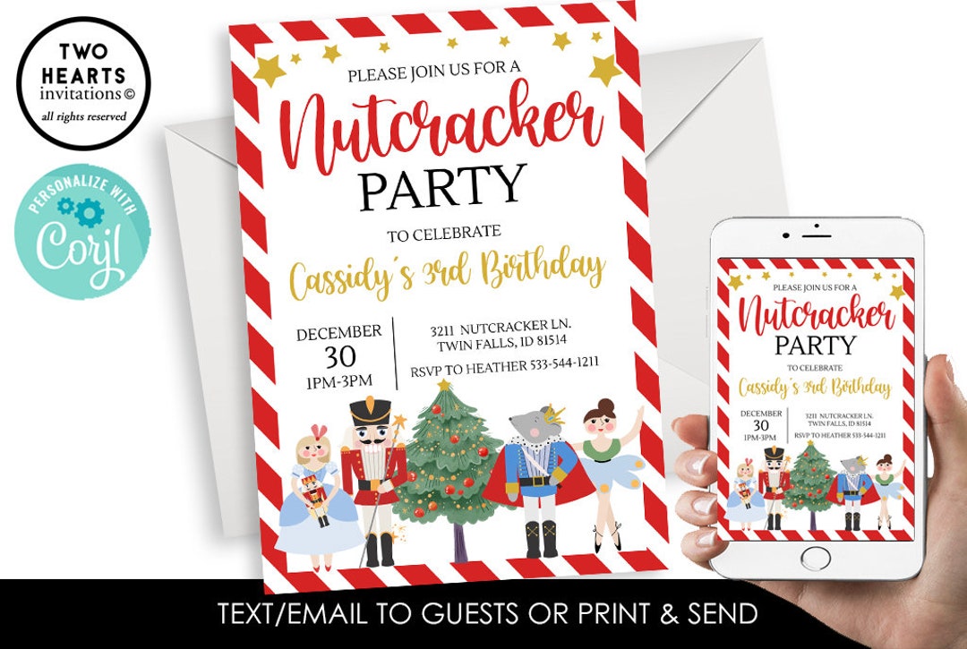 Editable Nutcracker Invitation Birthday Christmas Winter - Etsy