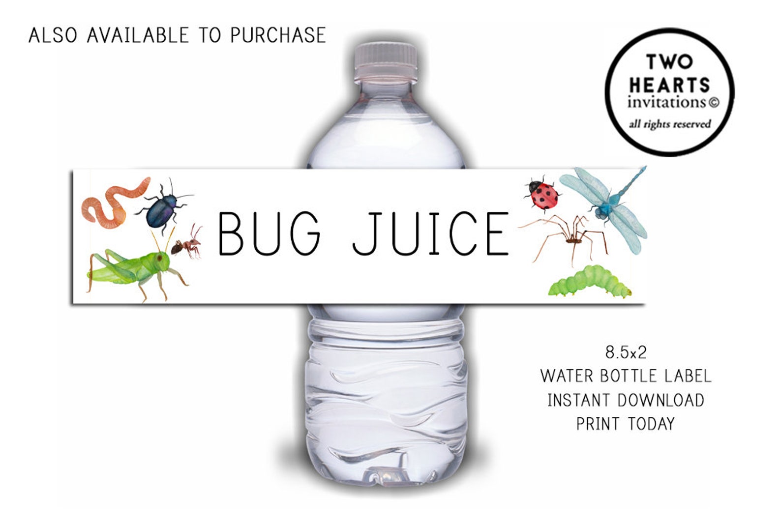 Printable Watercolor Bug Favor Tags Birthday Party 2x3 Insect Bugs ...