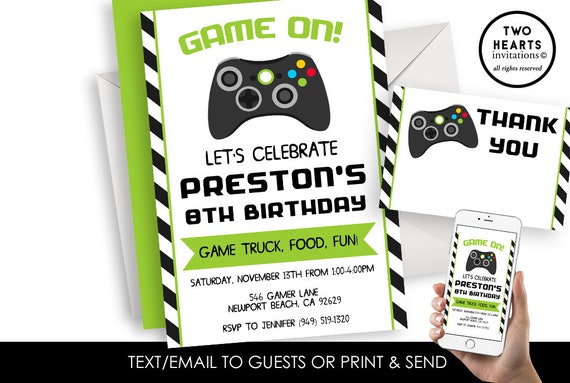 Gamer Invitation Anniversaire Inviter Jeux Video Camion Gamer Etsy