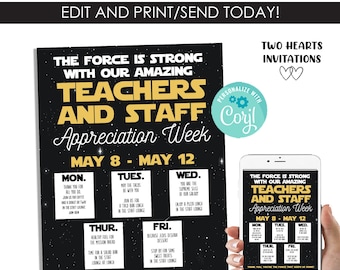 Star Wars Teacher Appreciation Week Flyer MAY the FORCE EDITABLE 8.5x11 Digital Template Instant Download