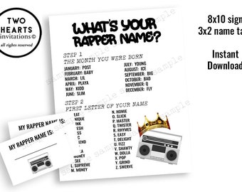 What's Your Rapper Name Digital Sign Party Decor Birthday Big One Instant Download Printable