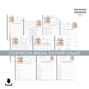 Storybook Bridal Shower Games Bundle Books Theme A NEW CHAPTER Digital 5x7 Instant Download