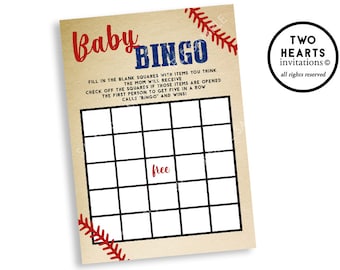Baseball Baby Bingo Shower Game Digital Instant Download Printable Vintage Games Sprinkle