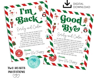 Elf Letter Set Printable Template Christmas I'm Back Goodbye Editable Instant Download Holiday 8.5x11 Digital