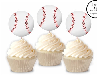 Baseball Cupcake Toppers Digital Baby Shower Sprinkle Birthday Food Picks Ball Printable