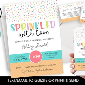 Editable Baby Sprinkle Invitation Invite Sprinkled With Love Digital 5x7 Shower Sprinkles Gender Neutral Girls Boys