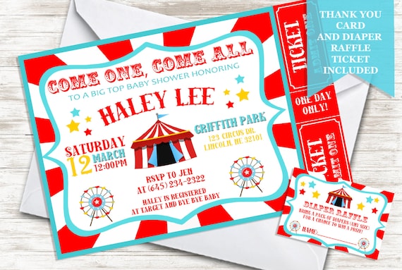 carnival themed baby shower invitations